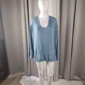 Love, Fire Women's Faded Blue Denim Sleepwear Long Sleeve Top Size 3X (NWT)